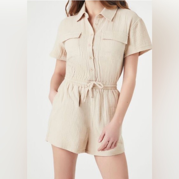 😎 Forever 21 Gauze Tie-Waist Romper - Picture 5 of 9